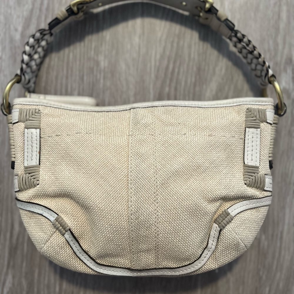 Coach Angora Straw Tan Beige Purse 7.5" x 10" Handbag.